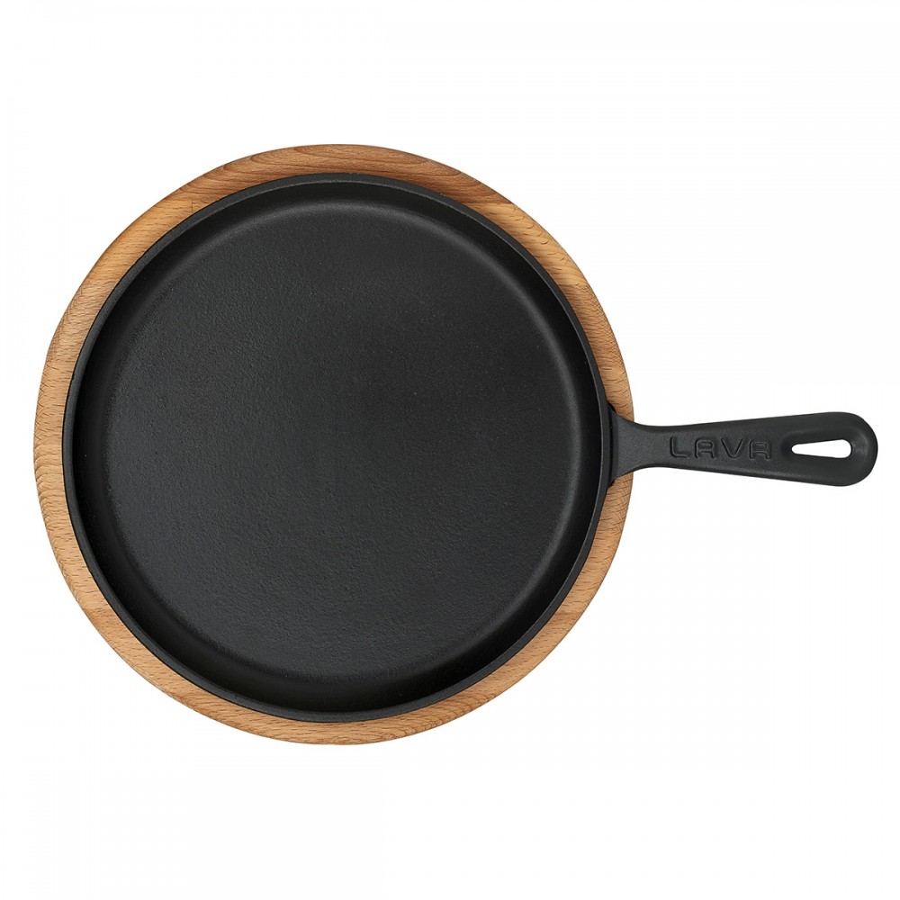 Купить сковорода круглая чугунная на деревянной подставке, 26 см, lava ...