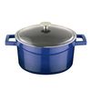 Кастрюля чугунная эмалированная синяя со стеклянной крышкой, 28 см, 6,71 л, LAVA, Диаметр, см: 28, Цвет: Синий