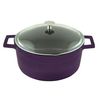 Кастрюля чугунная эмалированная фиолетовая со стеклянной крышкой, 24 см, 4,49 л, LAVA