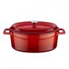 Кастрюля овальная чугунная эмалированная красная с крышкой, 27х20 см, 4 л, LAVA