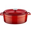 Кастрюля овальная чугунная эмалированная красная, 26х33 см, 6,42 л, LAVA