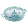 Кастрюля низкая чугунная эмалированная бирюзовая с крышкой 28 см, 3,5 л, LAVA