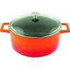 Кастрюля чугунная эмалированная оранжевая со стеклянной крышкой, 28 см, 6,71 л, LAVA, Диаметр, см: 28, Цвет: Оранжевый