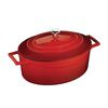 Кастрюля овальная чугунная эмалированная красная с крышкой, 21x27 см, 4 л, LAVA
