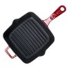 Сковорода-гриль квадратная чугунная эмалированная красная 20 см, 1 л, LAVA, изображение 2