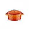 Кастрюля порционная овальная чугунная эмалированная оранжевая, 9*12 см, 0,42 л, LAVA
