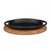 Сковорода овальная чугунная с 2-мя ручками на деревянной подставке, 21*14 см, LAVA, изображение 2