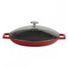 Сковорода чугунная эмалированная красная с 2-мя ручками со стеклянной крышкой, 30 см, LAVA, Диаметр, см: 30, Цвет: Красный