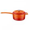 Сотейник с крышкой чугунный эмалированный оранжевый, 16 см, 1,35 л, LAVA
