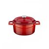 Кастрюля чугунная эмалированная красная с крышкой, 16 см, 1,33 л, LAVA