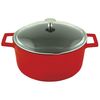 Кастрюля чугунная эмалированная красная со стеклянной крышкой, 28 см, 6,71 л, LAVA, Диаметр, см: 28, Цвет: Красный