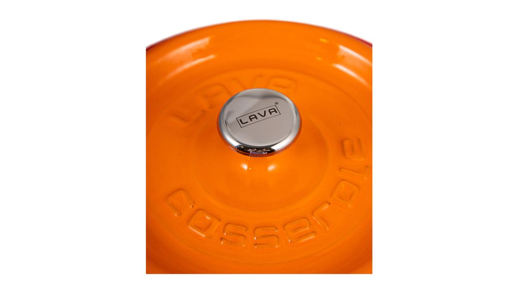 Кастрюля чугунная эмалированная оранжевая с крышкой 20 см, 2,8 л, LAVA, изображение 4