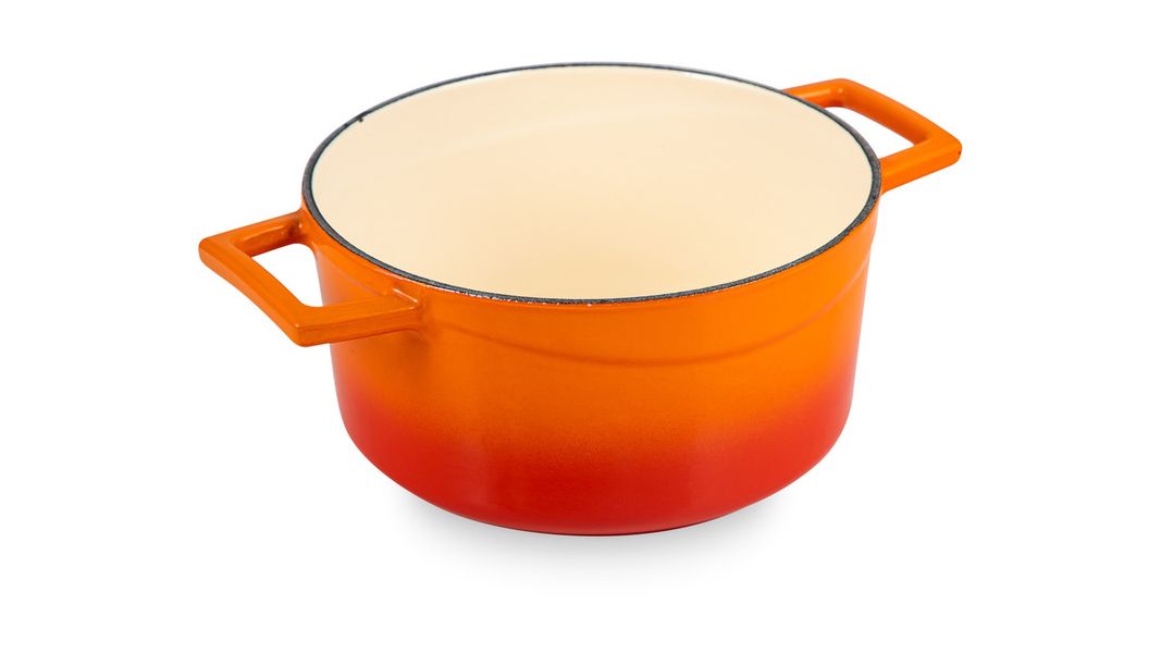 Кастрюля чугунная эмалированная оранжевая с крышкой 20 см, 2,8 л, LAVA, изображение 6