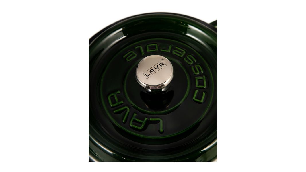 Кастрюля чугунная эмалированная зеленая с крышкой 20 см, 2,8 л, LAVA, изображение 5