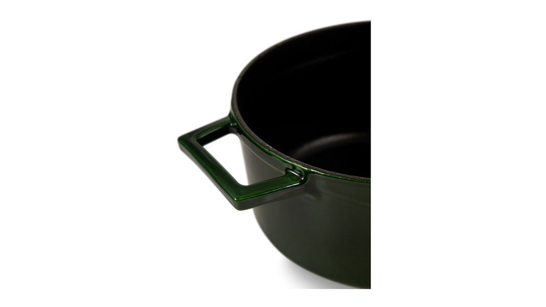 Кастрюля чугунная эмалированная зеленая с крышкой 20 см, 2,8 л, LAVA, изображение 6