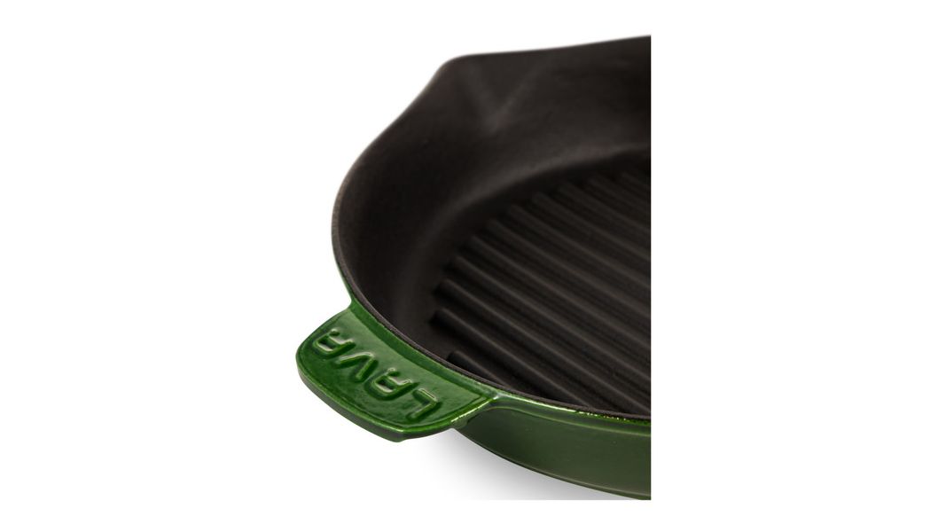 Сковорода-гриль чугунная эмалированная зеленая 28 см, 2,16 л, LAVA, изображение 8