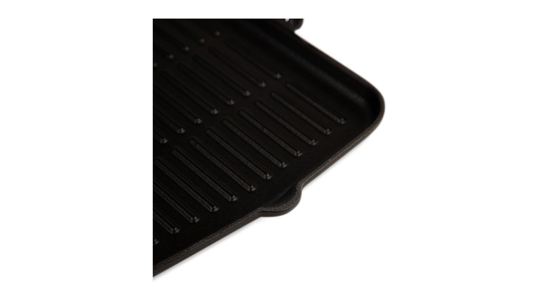 Сковорода-гриль прямоугольная чугунная эмалированная оранжевая с силиконовой ручкой, 21*30 см, LAVA, изображение 8