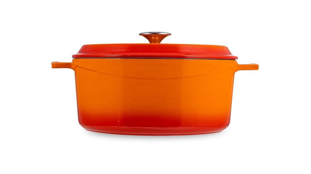Кастрюля чугунная эмалированная оранжевая с крышкой 28 см, 6,7 л, LAVA, изображение 4
