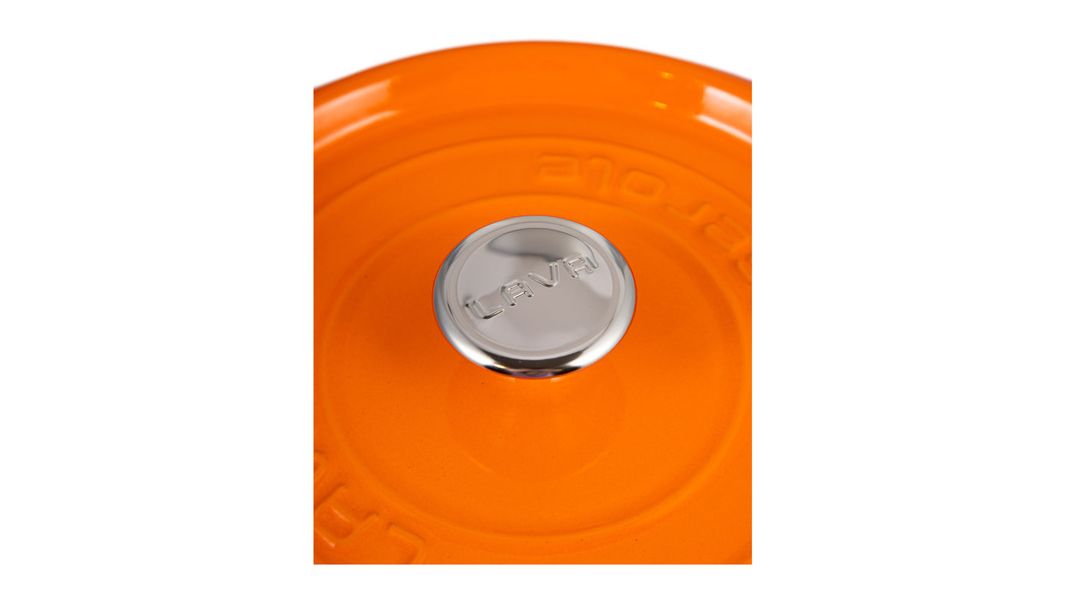 Кастрюля чугунная эмалированная оранжевая с крышкой 28 см, 6,7 л, LAVA, изображение 5