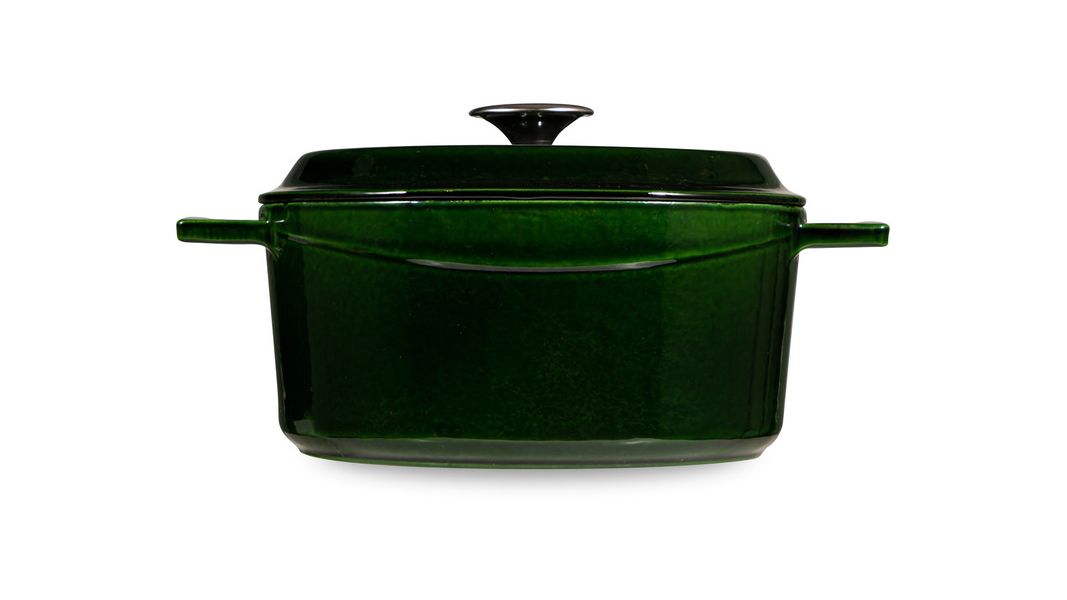 Кастрюля чугунная эмалированная зеленая с крышкой 24 см, 4,5 л, LAVA, изображение 5