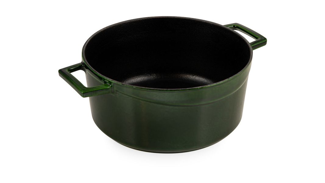 Кастрюля чугунная эмалированная зеленая с крышкой 24 см, 4,5 л, LAVA, изображение 8