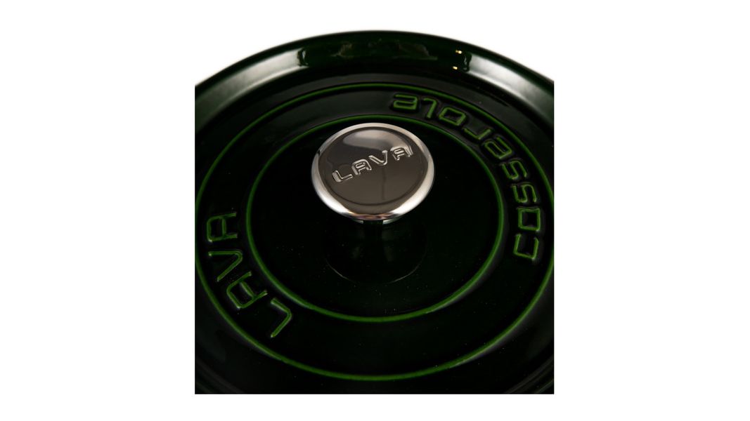 Кастрюля чугунная эмалированная зеленая с крышкой 28 см, 6,7 л, LAVA, изображение 6