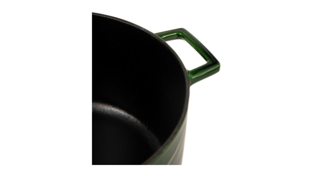 Кастрюля чугунная эмалированная зеленая с крышкой 28 см, 6,7 л, LAVA, изображение 7