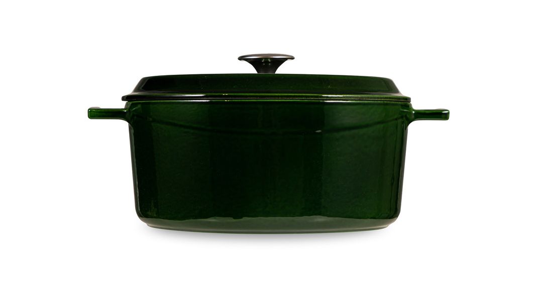 Кастрюля чугунная эмалированная зеленая с крышкой 28 см, 6,7 л, LAVA, изображение 8