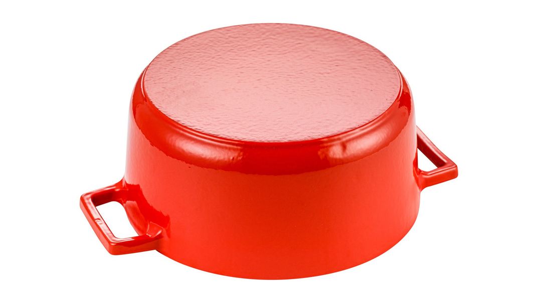 Кастрюля чугунная эмалированная красная с крышкой 22 см, 3,4 л, LAVA, изображение 6