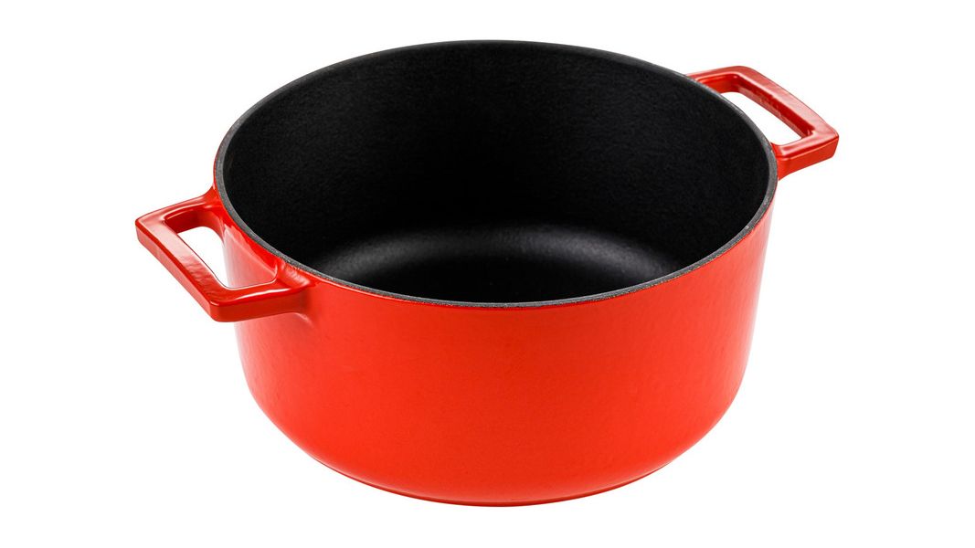 Кастрюля чугунная эмалированная красная с крышкой 22 см, 3,4 л, LAVA, изображение 5