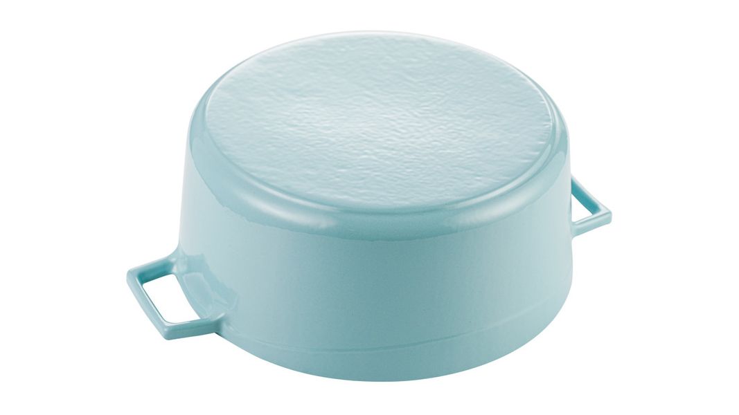 Кастрюля чугунная эмалированная бирюзовая с крышкой 28 см, 6,7 л, LAVA, изображение 3