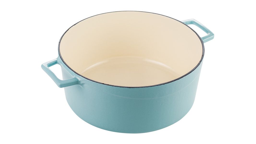 Кастрюля чугунная эмалированная бирюзовая с крышкой 28 см, 6,7 л, LAVA, изображение 4