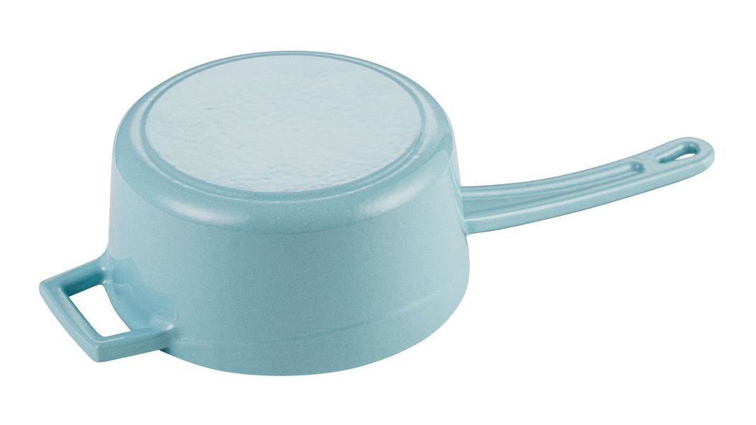 Ковш чугунный эмалированный бирюзовый с крышкой 16 см, 1,3 л, LAVA, изображение 3
