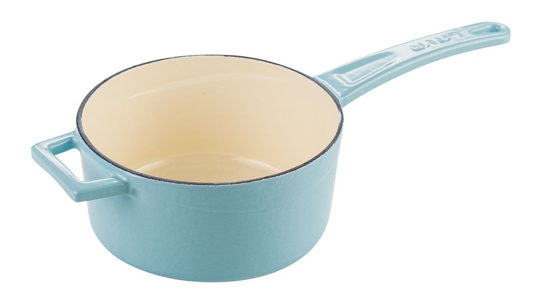 Ковш чугунный эмалированный бирюзовый с крышкой 16 см, 1,3 л, LAVA, изображение 4