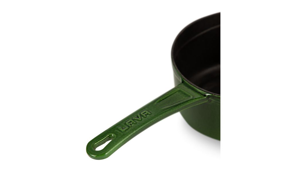Ковш чугунный эмалированный зеленый с крышкой 16 см, 1,3 л, LAVA, изображение 8