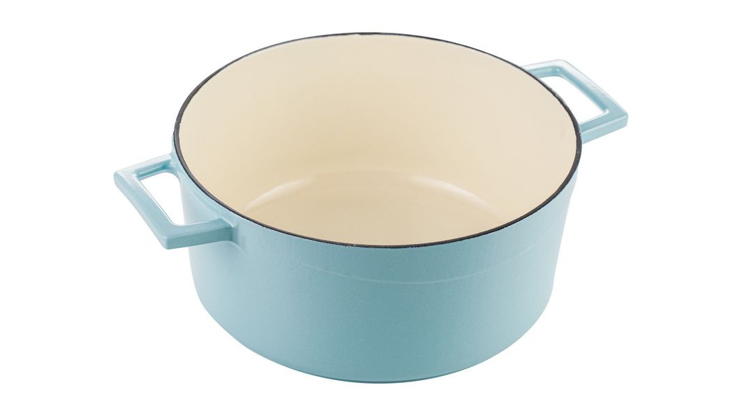 Кастрюля чугунная эмалированная бирюзовая с крышкой 24 см, 4,5 л, LAVA, изображение 4