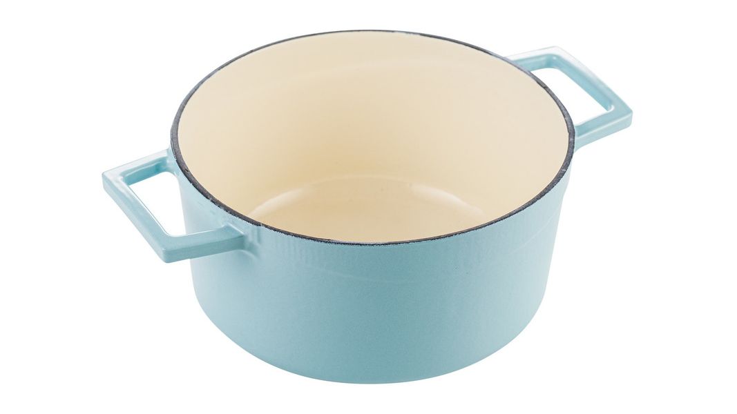 Кастрюля чугунная эмалированная бирюзовая с крышкой 20 см, 2,8 л, LAVA, изображение 3