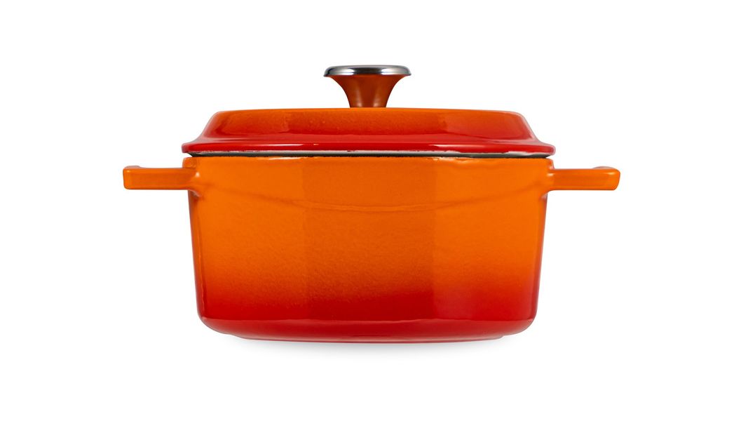 Кастрюля чугунная эмалированная оранжевая с крышкой 16 см, 1,3 л, LAVA, изображение 5