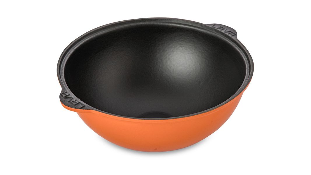 Казан чугунный эмалированный оранжевый со стеклянной крышкой 30 см, 6 л, LAVA, изображение 2