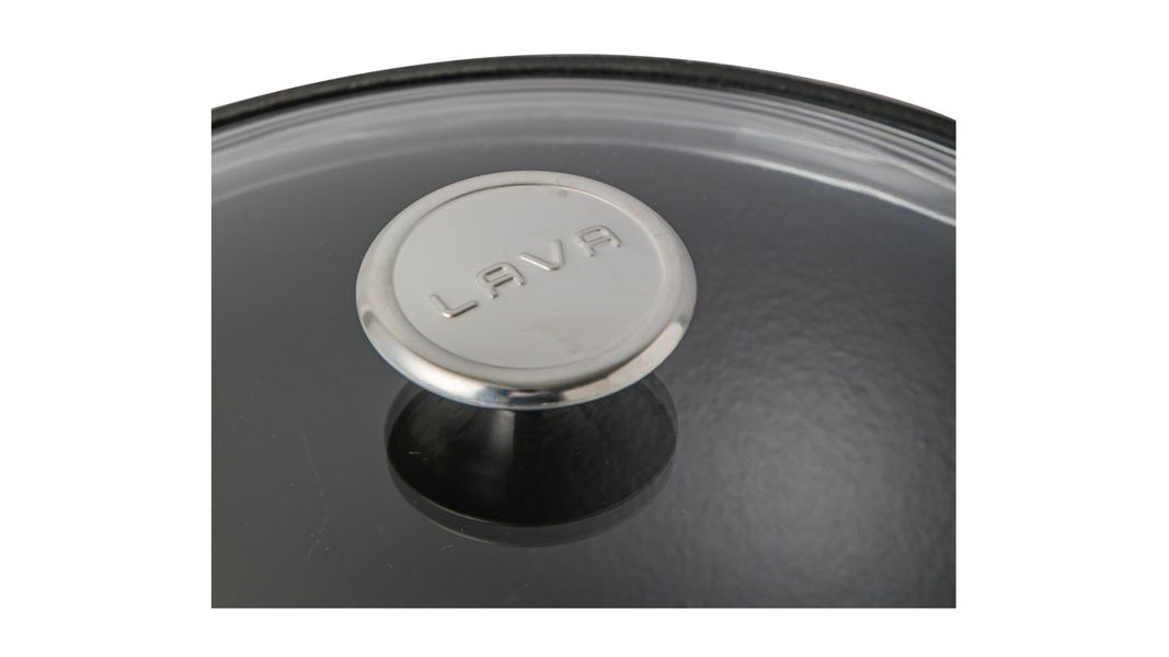 Казан чугунный эмалированный оранжевый со стеклянной крышкой 30 см, 6 л, LAVA, изображение 4