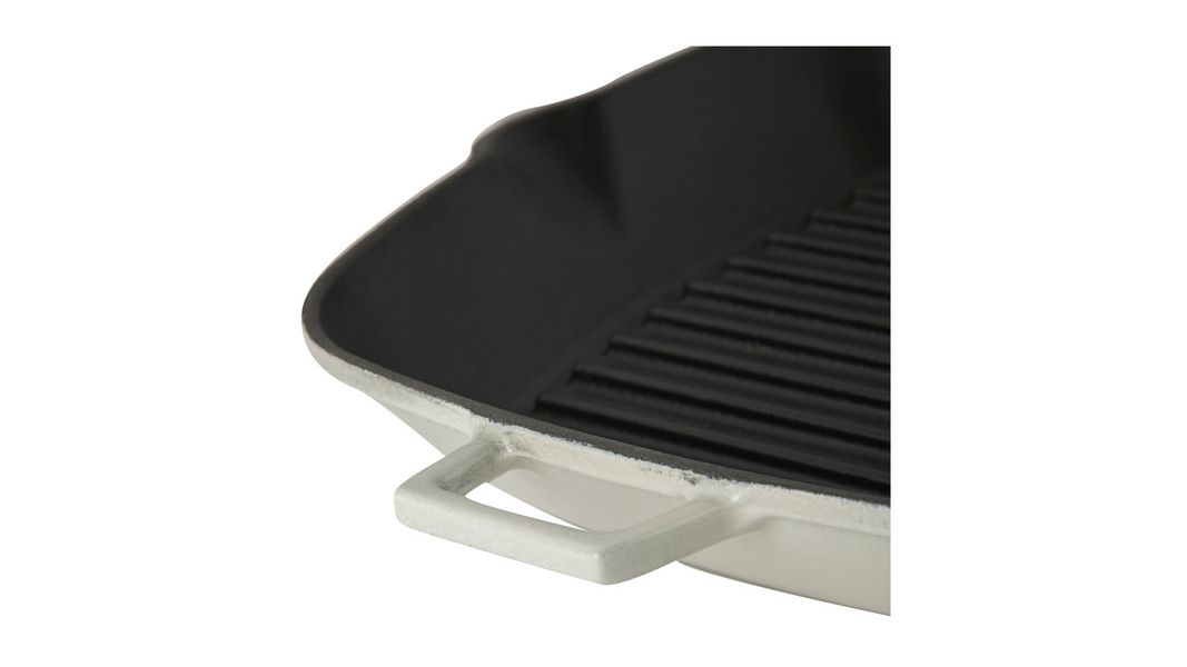 Сковорода-гриль квадратная чугунная эмалированная кремовая 26 см, 1,85 л, LAVA, изображение 4