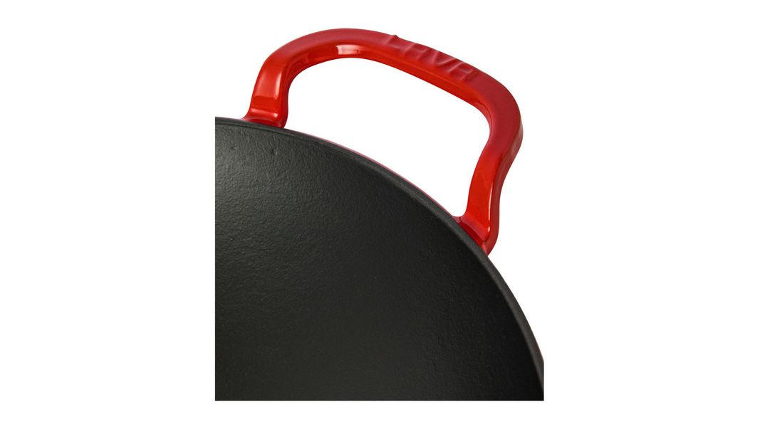 Сковорода Вок чугунная эмалированная красная 38 см, 5,3 л, LAVA, изображение 2