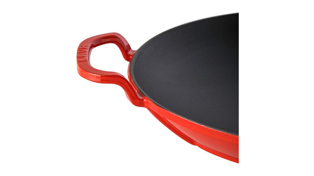 Сковорода Вок чугунная эмалированная красная 38 см, 5,3 л, LAVA, изображение 4
