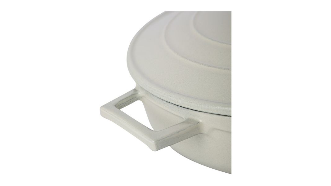 Кастрюля низкая чугунная эмалированная кремовая с крышкой 28 см, 3,5 л, LAVA, изображение 3