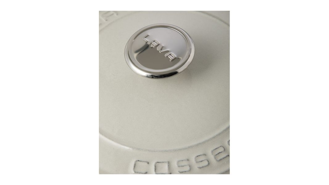 Кастрюля низкая чугунная эмалированная кремовая с крышкой 28 см, 3,5 л, LAVA, изображение 4