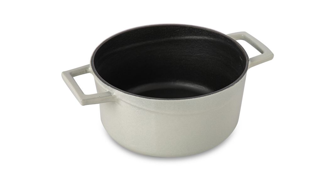 Кастрюля чугунная эмалированная кремовая с крышкой 20 см, 2,8 л, LAVA, изображение 2