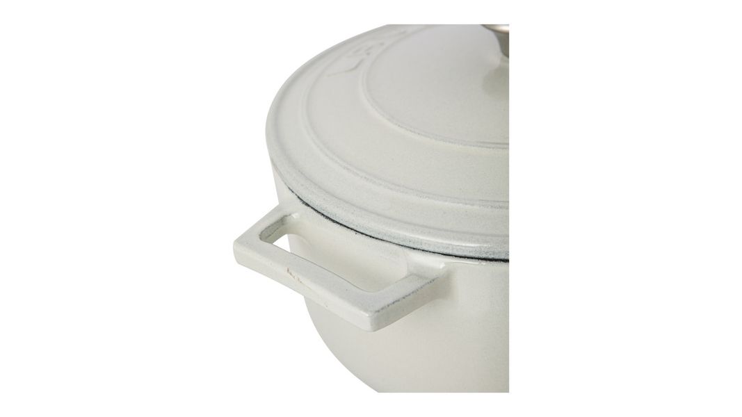 Кастрюля чугунная эмалированная кремовая с крышкой 22 см, 3,4 л, LAVA, изображение 3