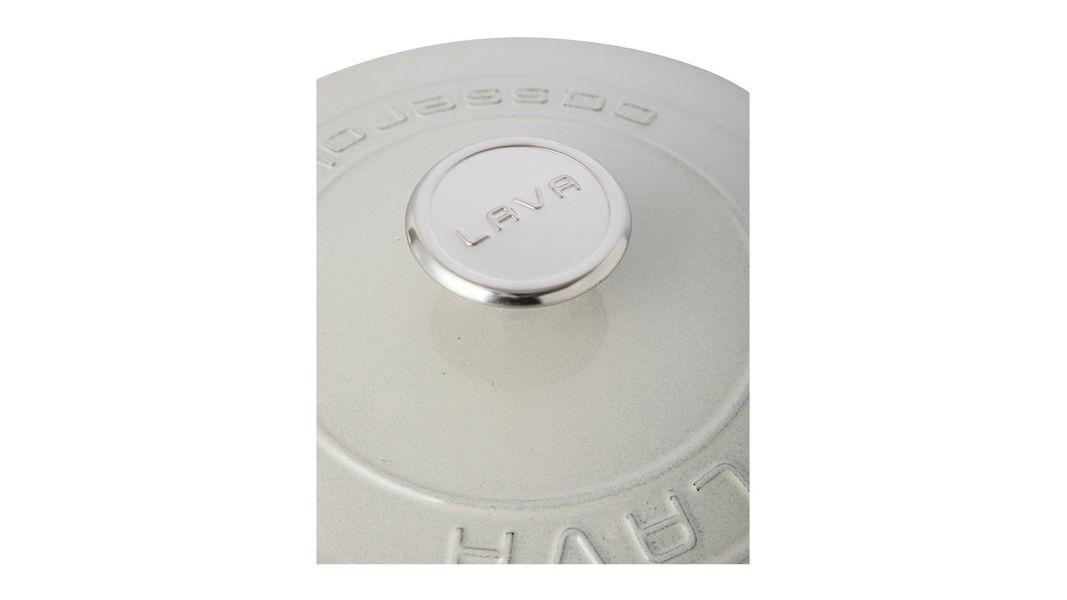 Кастрюля чугунная эмалированная кремовая с крышкой 24 см, 4,5 л, LAVA, изображение 4