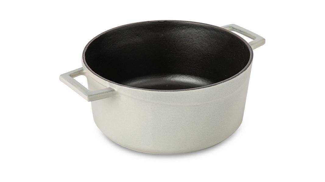 Кастрюля чугунная эмалированная кремовая с крышкой 24 см, 4,5 л, LAVA, изображение 2