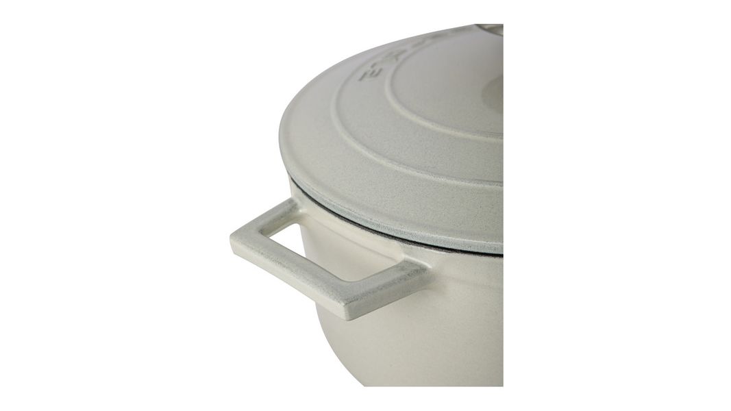 Кастрюля чугунная эмалированная кремовая с крышкой 24 см, 4,5 л, LAVA, изображение 3